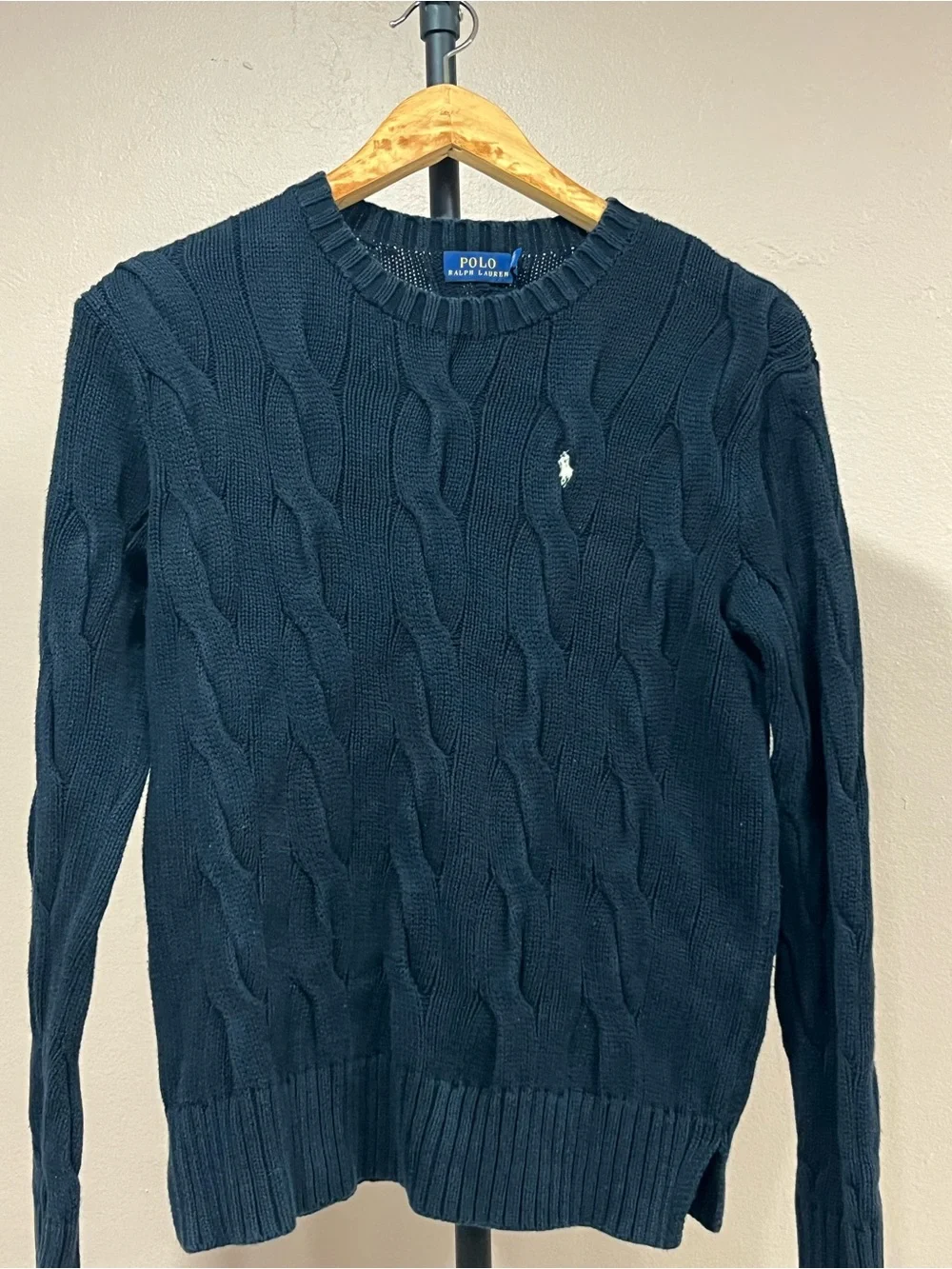 Polo Ralph Lauren black sweater & white horse knitted jumper size small